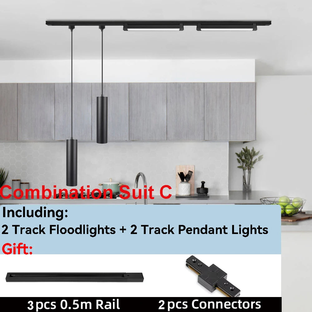 Modern LED Track Pendant Light for Kitchen & Living Room