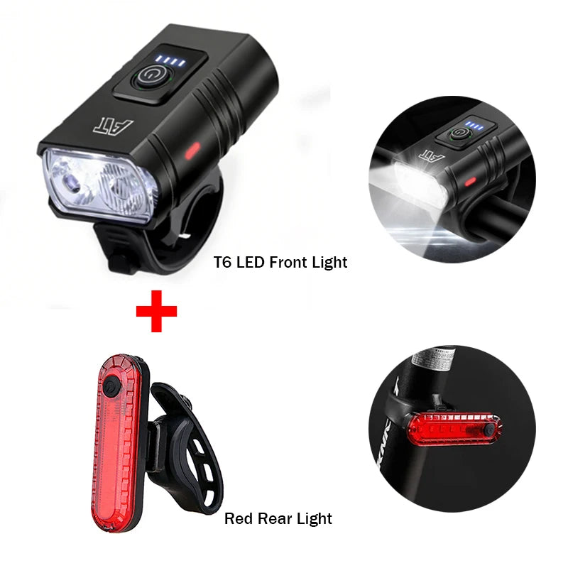 LED Bicycle Front Light Type-C Rechargeable Headlight