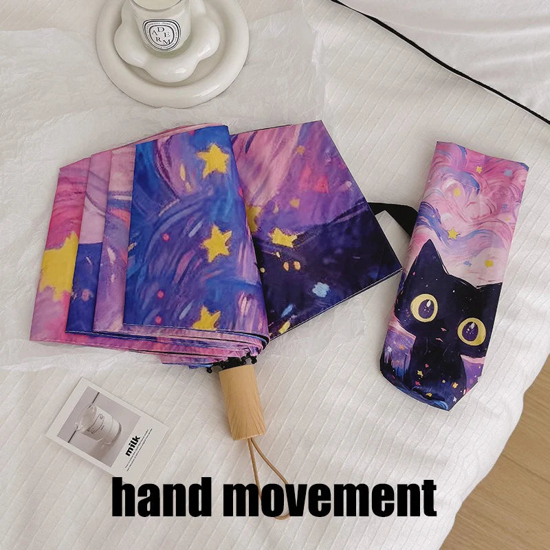 Buy Cute Cat Cartoon Automatic Folding Umbrella UV Sun & Rain