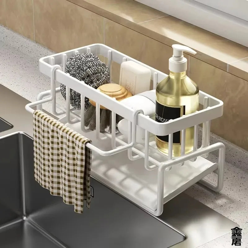 Tap-Mounted Sink Organizer Compact Kitchen Storage Shelf with Drain Rack