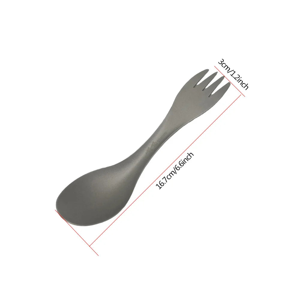 Pure Titanium Spork 2-in-1 Ultralight Camping Fork & Spoon Travel Tool