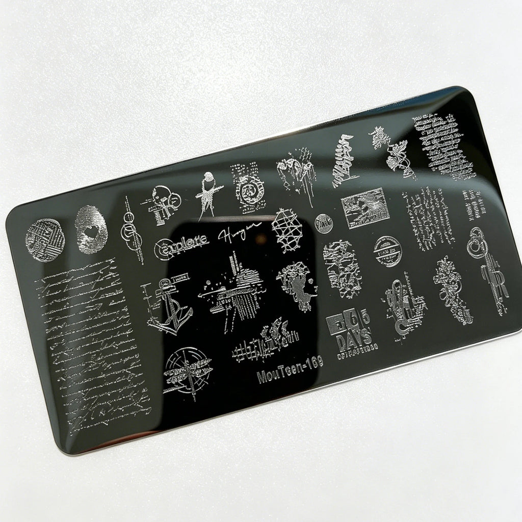 MouTeen263 Nail Stamping Plate Cursive Letter Nail Art Template
