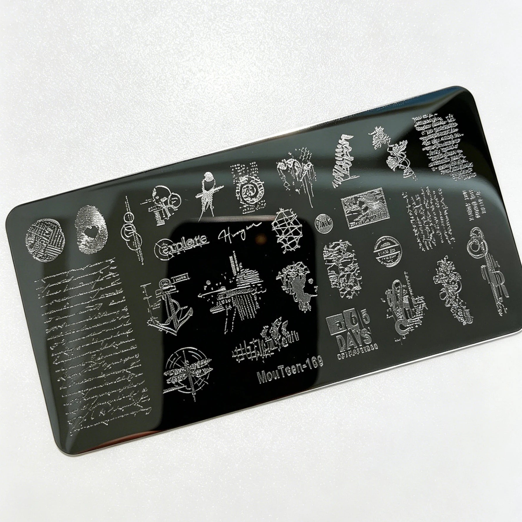 MouTeen263 Nail Stamping Plate Cursive Letter Nail Art Template