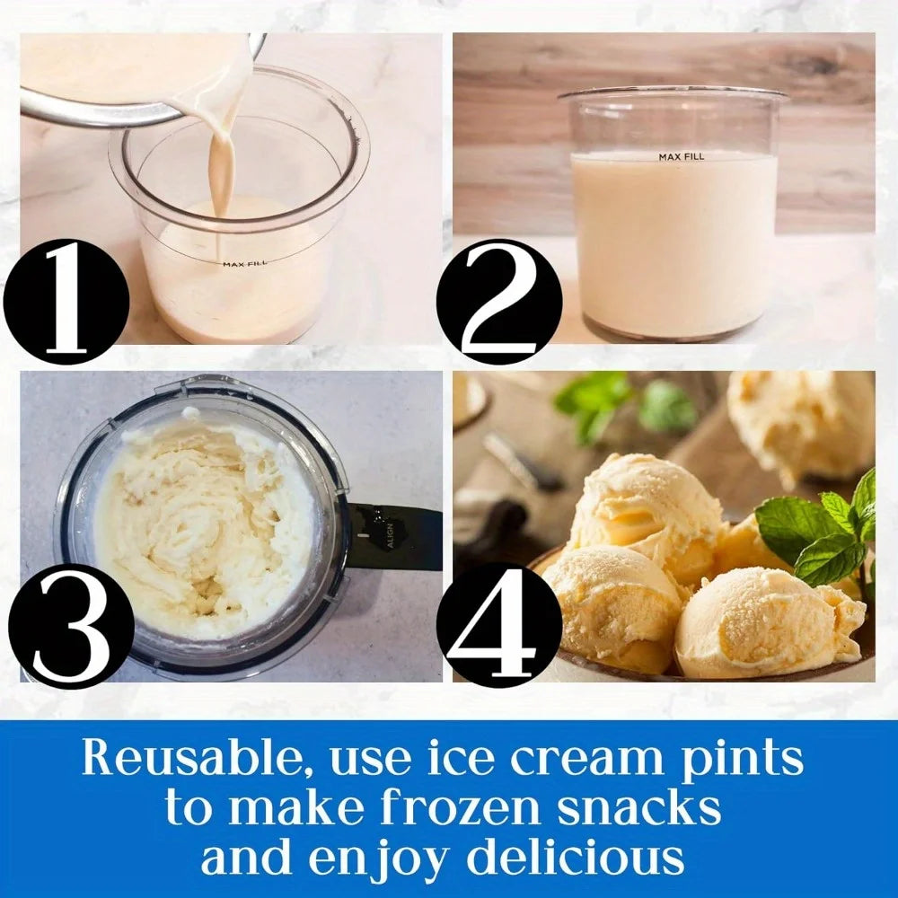 Creami Pints & Lids for Ninja 4-Pack Ice Cream Containers Set