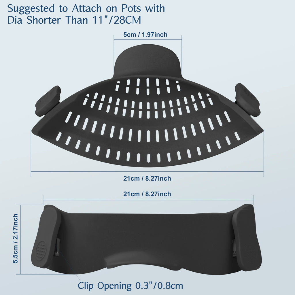Silicone Pot Strainer Clip-On – Adjustable Kitchen Strainer for Pots & Pans