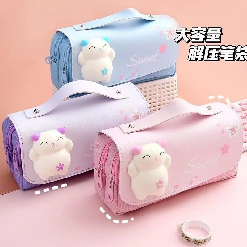 3D Kawaii Pencil Case Cute Waterproof Decompression Pen Pouch
