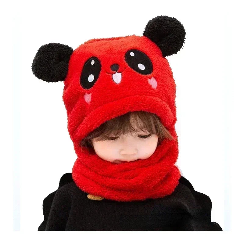 Kids Cartoon Winter Hat & Scarf Set Warm Fleece Cap Main image