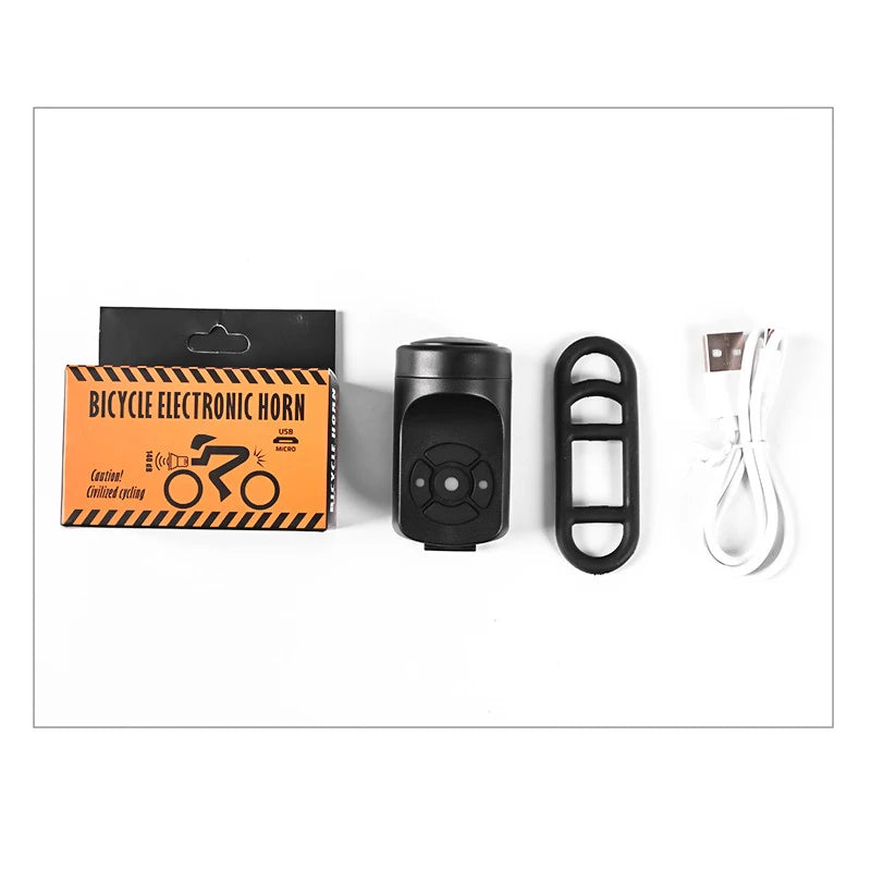 USB Rechargeable Electric Bike Bell 4-Mode Bicycle Horn with Anti-Theft Alarm