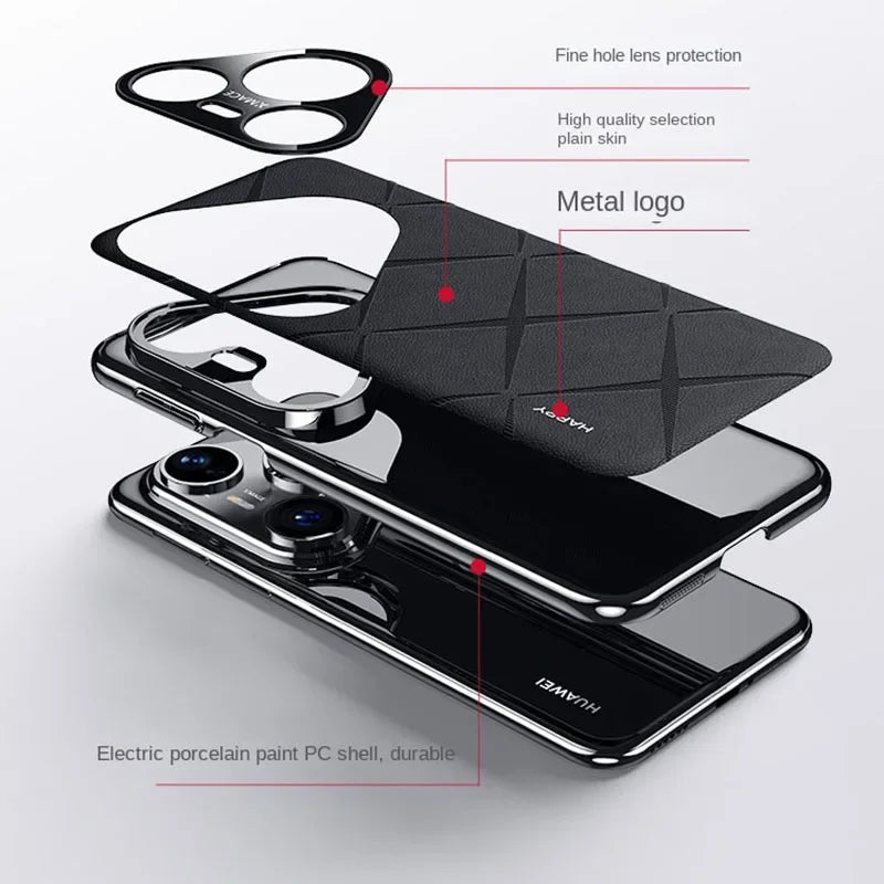 Luxury Leather Camera Protection Case for Huawei Pura 80 Ultra