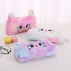 Kawaii Cat Plush Pencil Case Cute Fluffy Large Capacity Pen Bag