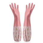 Velvet Rubber Cleaning Gloves Waterproof Winter Gloves