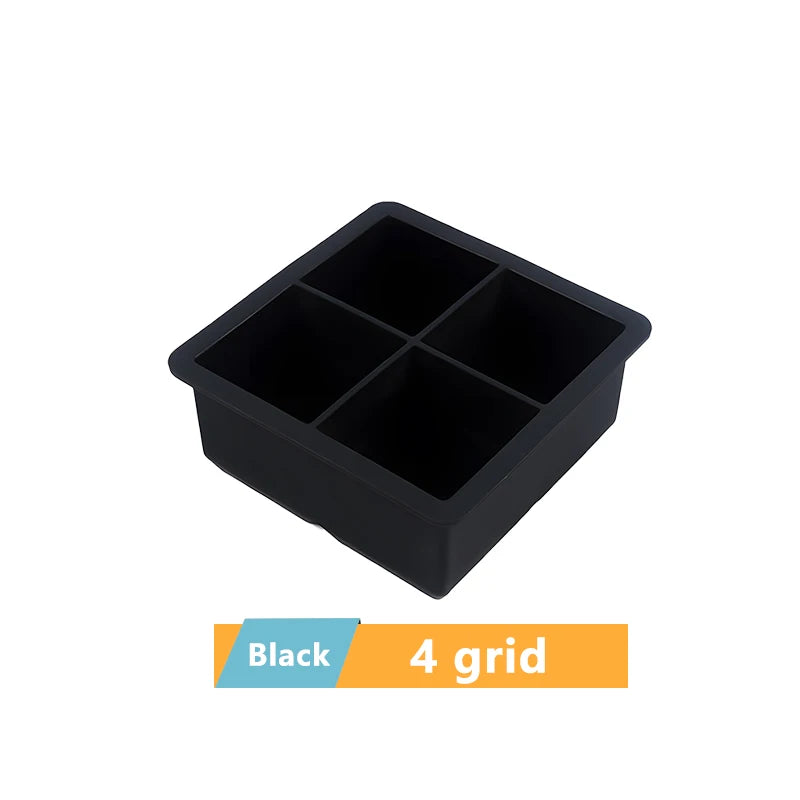 Large Silicone Ice Cube Tray Jumbo Square Ice Maker Mold (4–24 Grid)