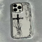 Gothic Cross Mark Clear Case for iPhone 11 12 13 14 15 16 17 Pro Max