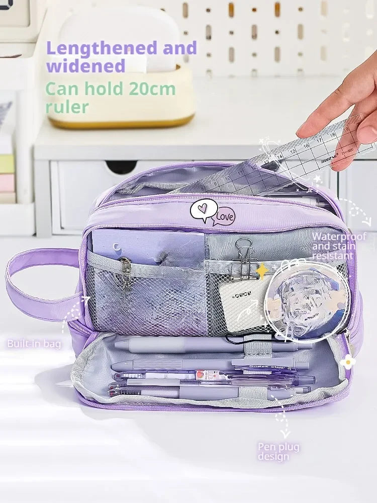Large Capacity Pencil Case Macaron Color School Pen Bag