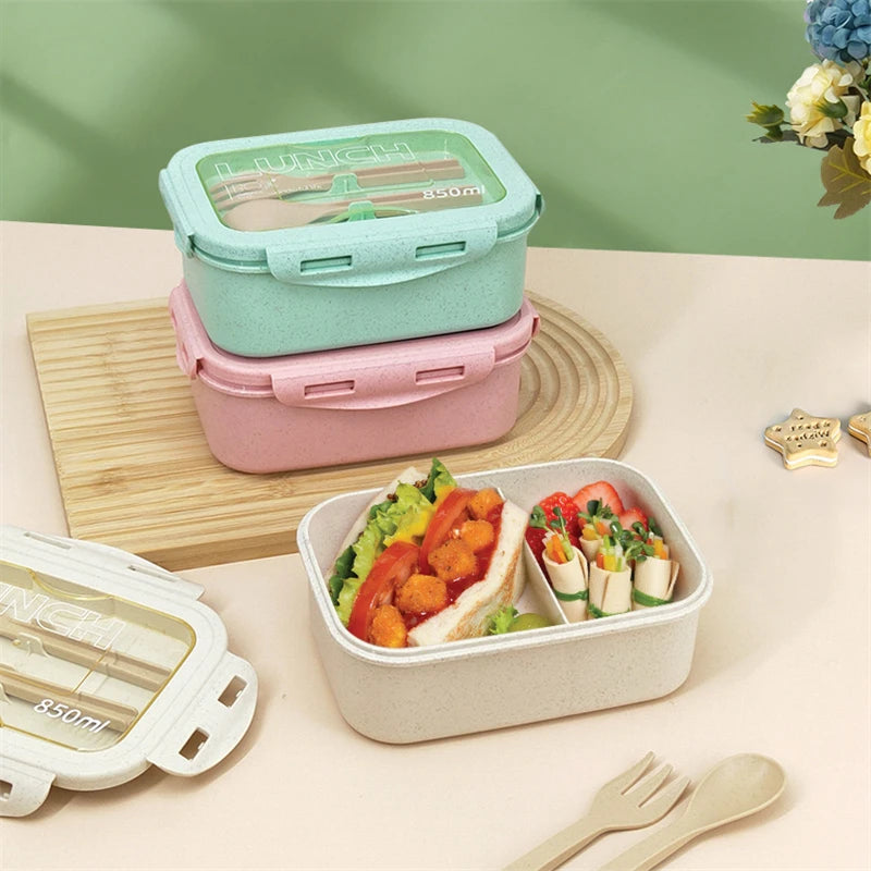 850ML Divided Lunch Box Microwave Safe Bento Food Storage Container