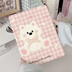 Pink Plaid Puppy Pencil Holder Case for iPad Pro 11 12.9 Mini 6