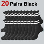 5/10/20 Pairs Solid Crew Socks Breathable Sweat-Absorbing All Season