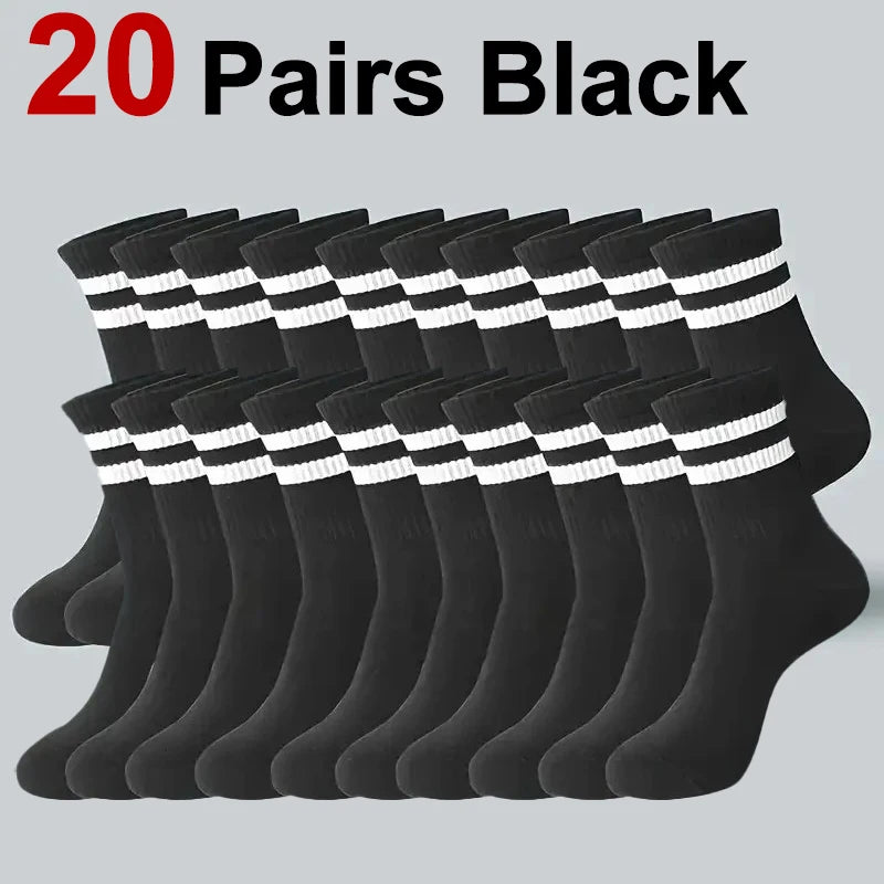 5/10/20 Pairs Solid Crew Socks Breathable Sweat-Absorbing All Season