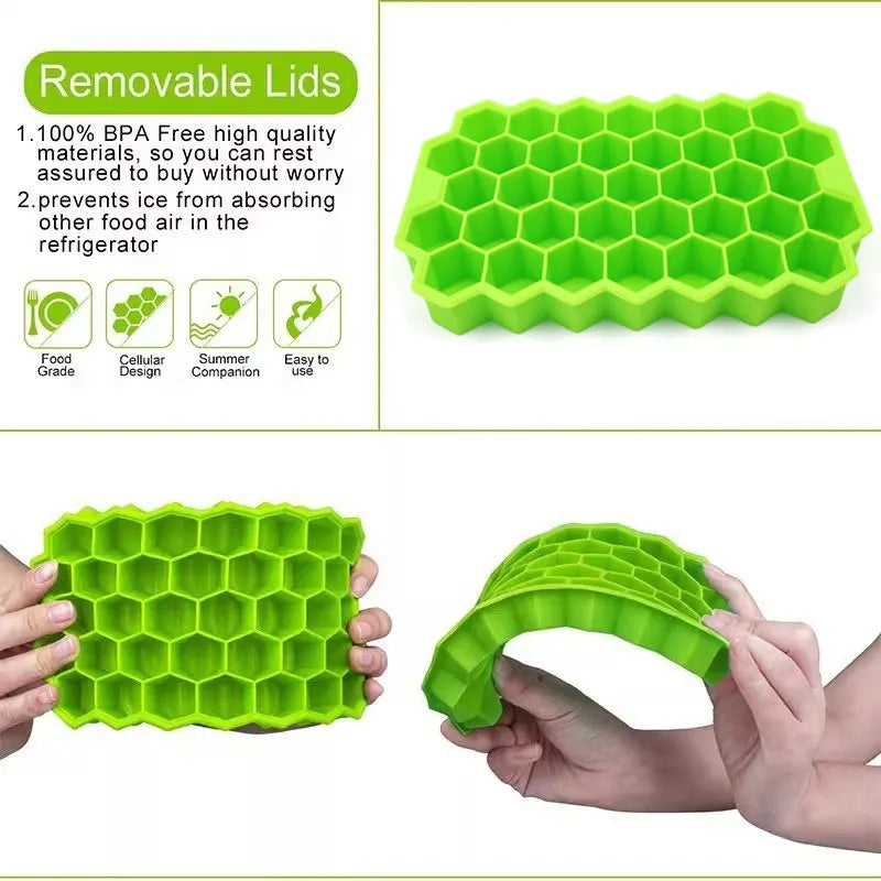Honeycomb Ice Cube Tray 37 Grid Silicone DIY Ice Mold for Drinks