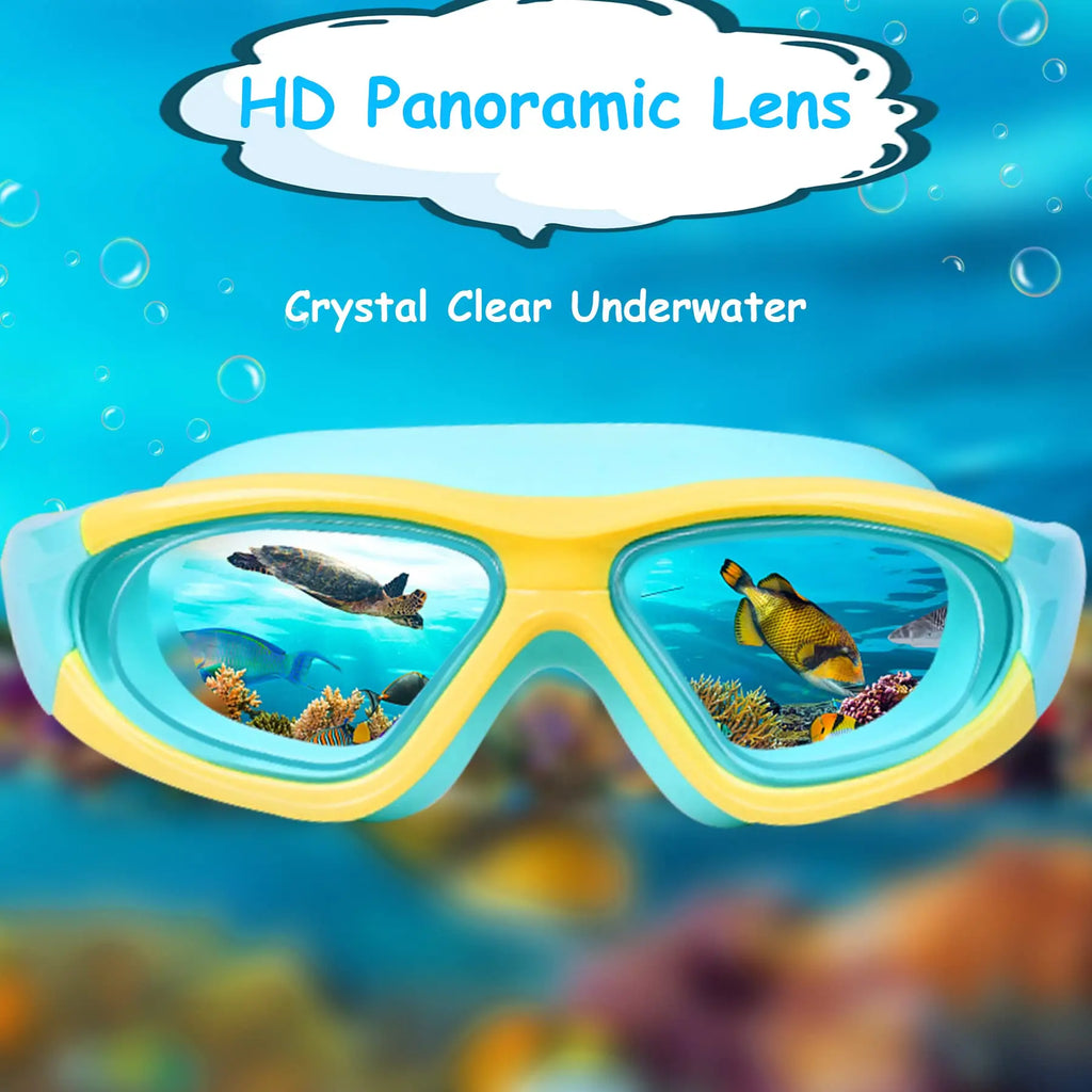 Kids Swimming Goggles UK | Waterproof Anti-Fog Large Frame Swim Glasses