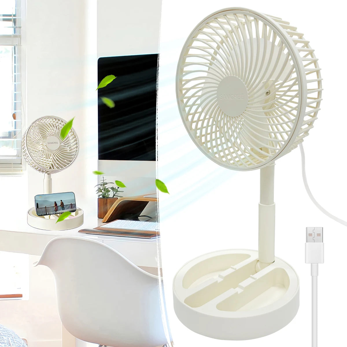 USB Plug-In Mini Fan UK Foldable Portable Cooling Desk Fan Main image