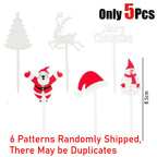 Christmas Fruit Fork Set Santa, Snowman & Elk Cupcake Toppers Decorations