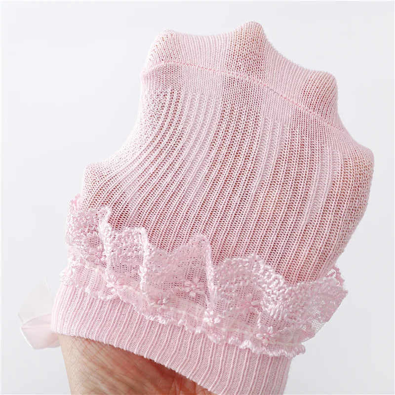 Newborn Baby Girl Lace Socks Princess Bow Cotton Socks 0-24M