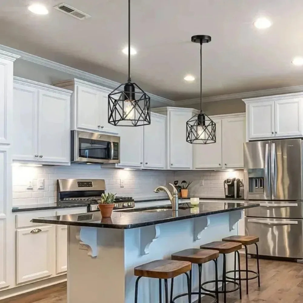Industrial Pendant Light Black Ceiling Lamp for Kitchen & Bedroom