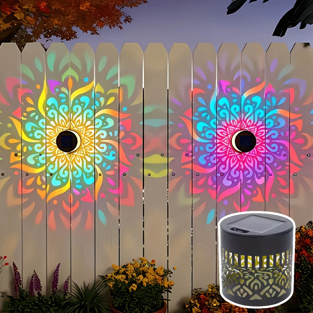 Solar Mandala Sunflower Wall Light Waterproof Outdoor LED Garden Lamp