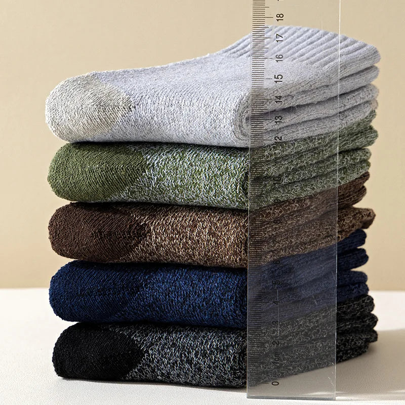 5 Pairs Merino Wool Thermal Socks Men Thick Warm Hiking Winter
