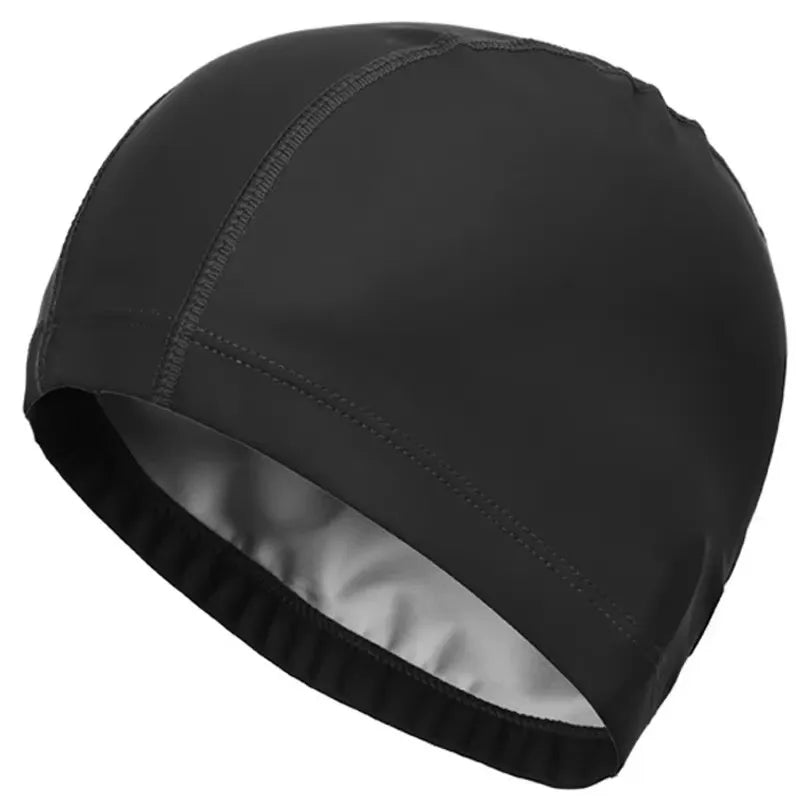 Waterproof PU Swimming Cap with Ear Protection for Adults & Kids
