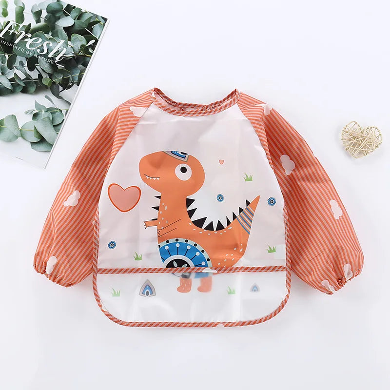 Baby Waterproof Long Sleeve Bib Smock Apron for Toddlers
