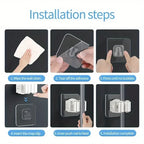 Self-Adhesive Mop Holder Wall Mounted Broom & Mop Organizer