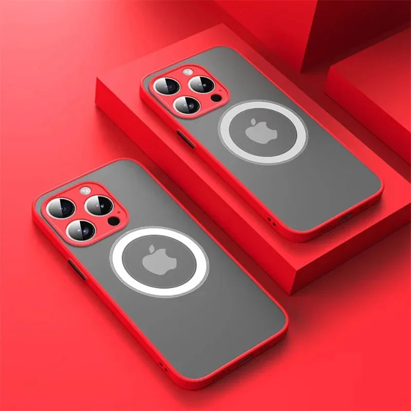 Luxury Armor Matte MagSafe Case for iPhone 12 13 14 15 16 17 Pro Max