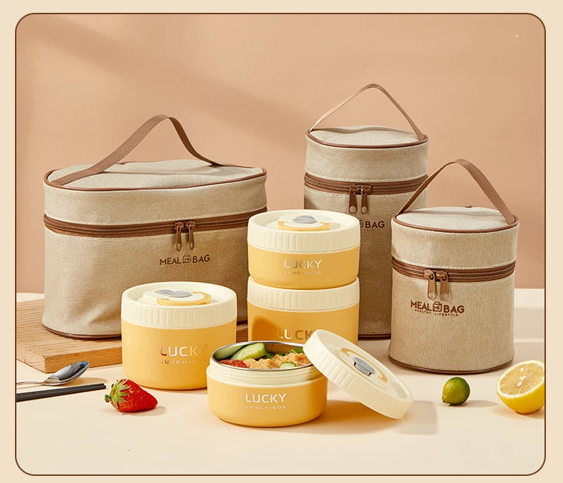 WORTHBUY Portable Thermal Lunch Box 304 Stainless Steel Insulated Bento Box