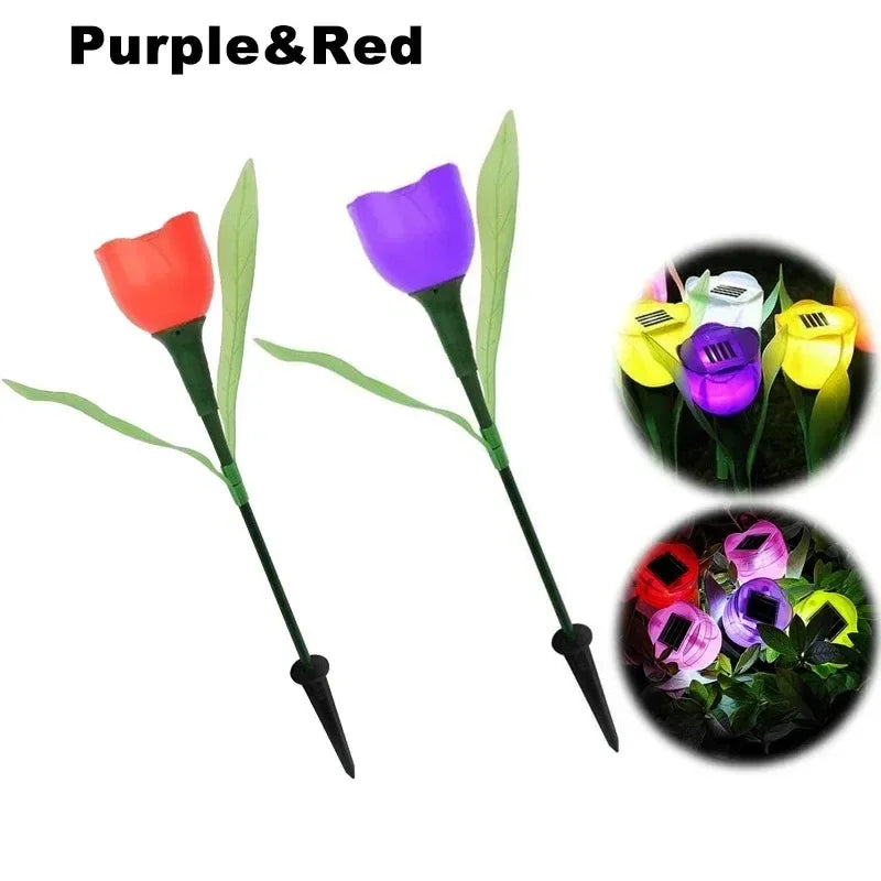 Solar Tulip Rose Flower Lights for Waterproof Garden Decor