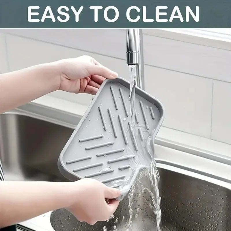 Silicone Faucet Mat Sink Tray Kitchen Sink Organizer & Drain Pad