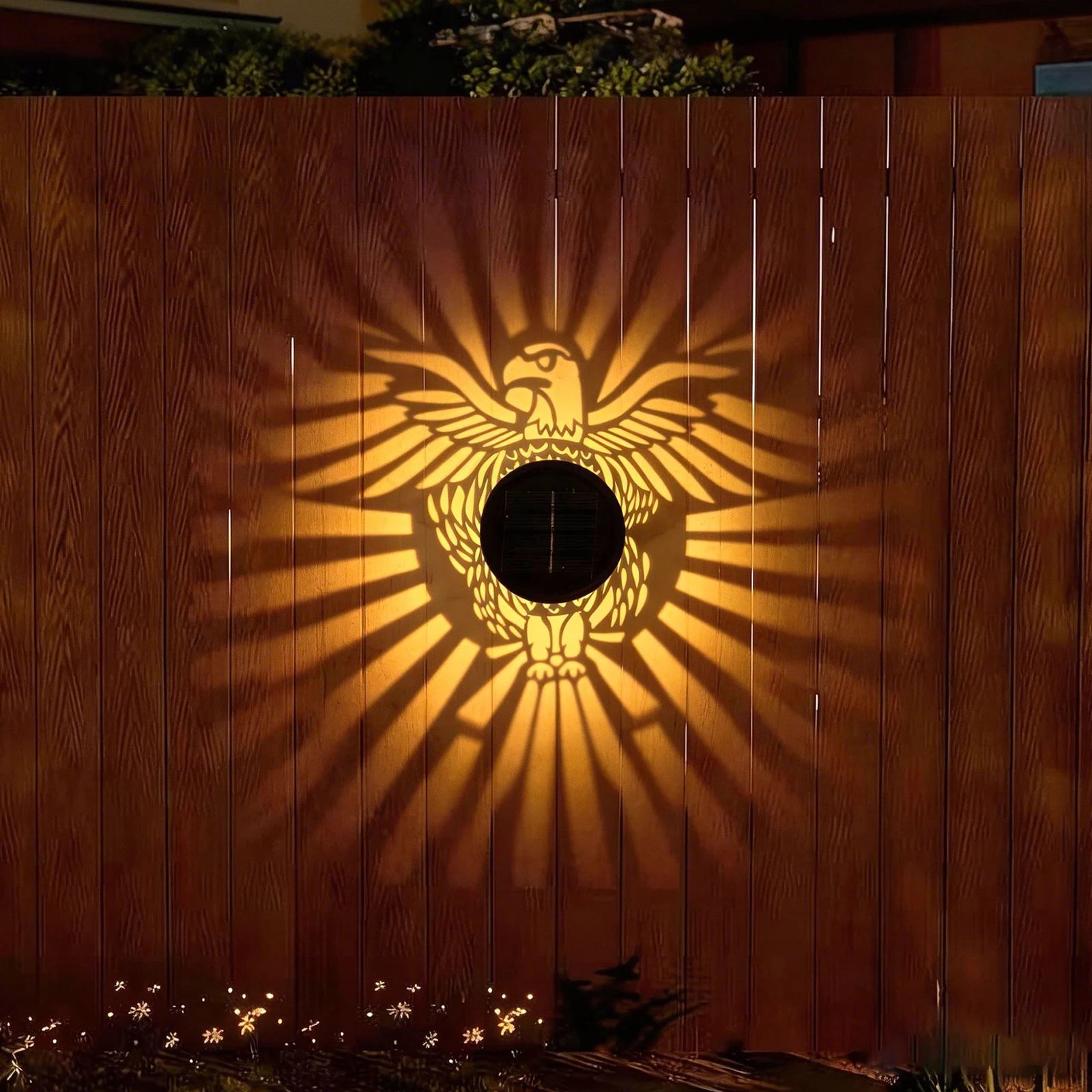 Solar Mandala Fence Light Waterproof LED Wall Light for Garden & Patio
