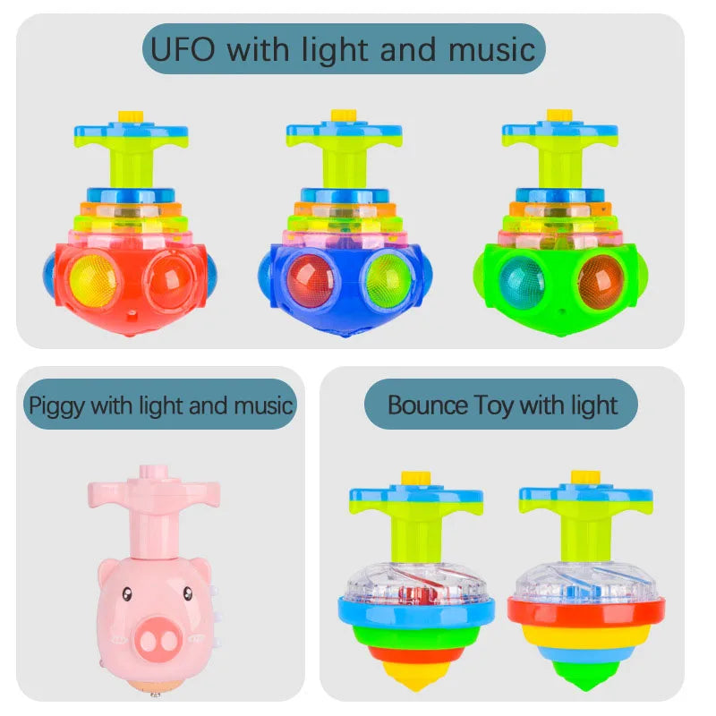 Spinning Top LED Light Up Toy - Flashing Music Gyroscope Launcher