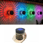 Color Changing Solar Peony Light Mandala Projection Garden Wall Lamp