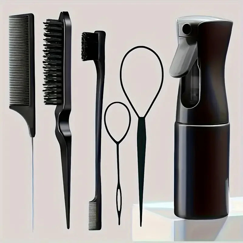 Hairdressing Brush Set Rat Tail Comb Teasing Edge Control Spray