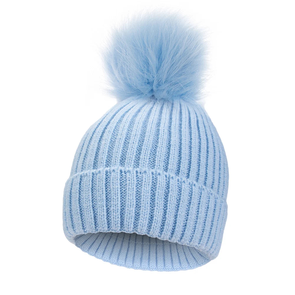 Big Pompom Baby Winter Hat Cute Knitted Beanie for Newborns