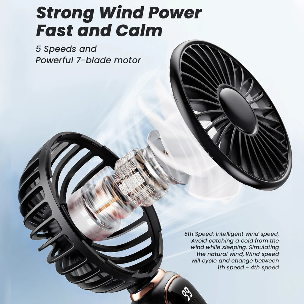 Coldsky 4000mAh Mini Fan UK 5-Speed 3-in-1 Portable Fan