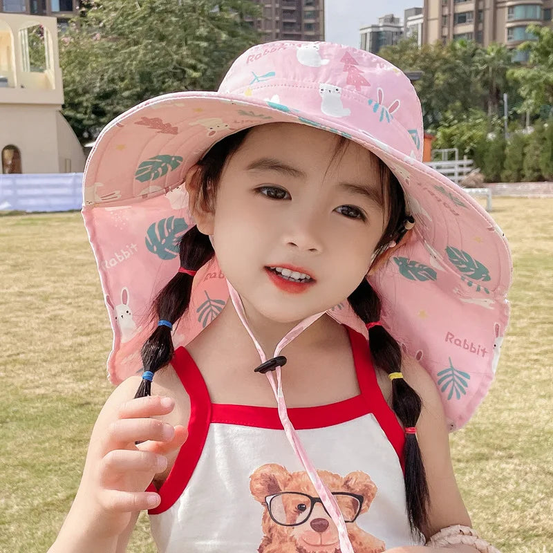 Kids UV Protection Sun Hat Large Brim Fisherman Cap Secondary image