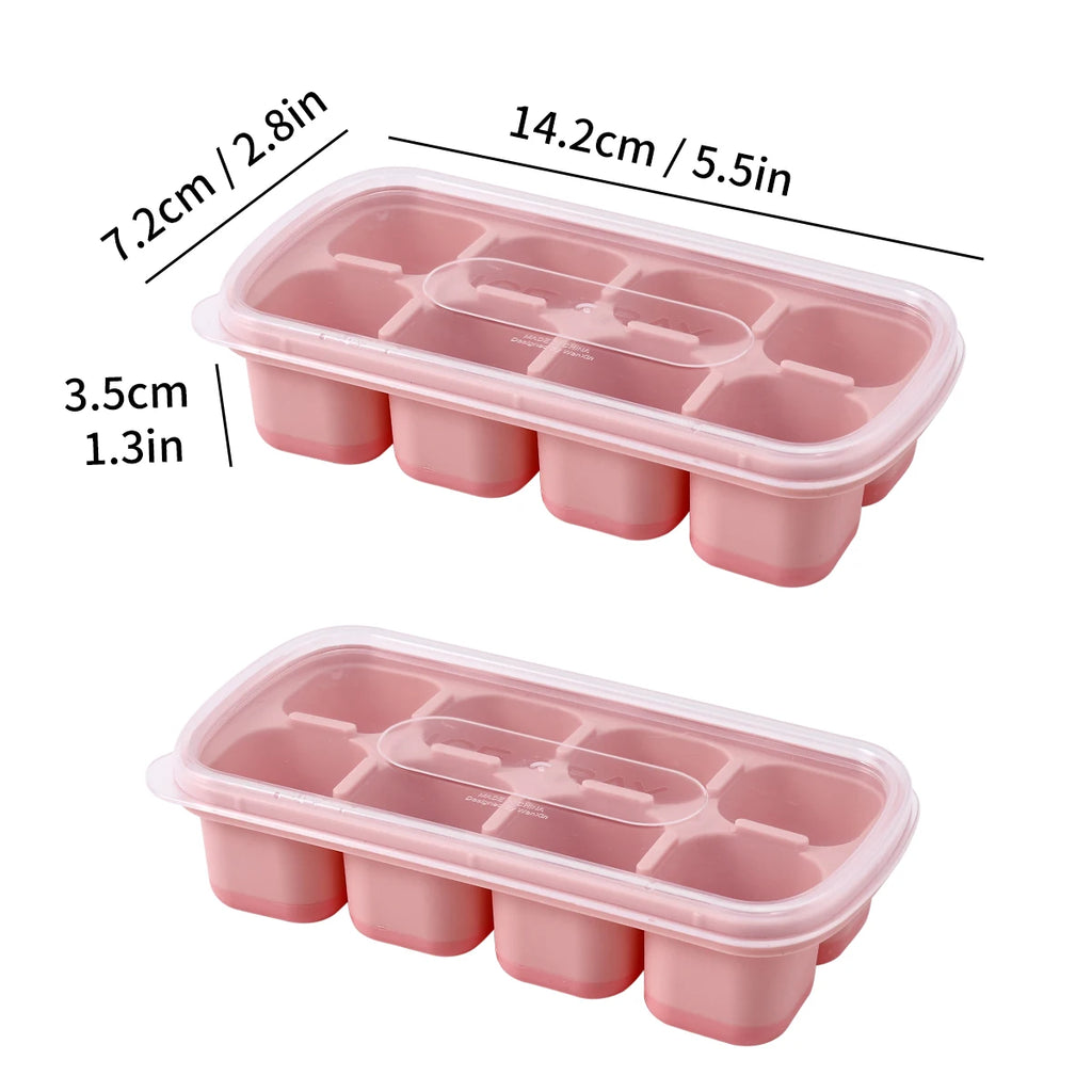 Mini Silicone Ice Cube Tray UK 8 Grid Ice Mold With Lid| Whisky Ice Maker