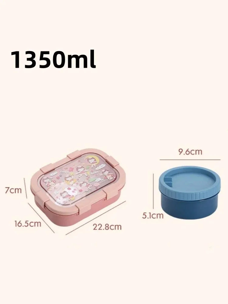 Cartoon Lunch Box 1000/1350ML Sealed Leakproof Bento Food Container