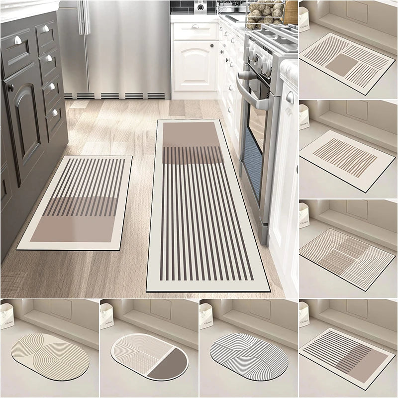 Super Absorbent Kitchen Floor Mat Diatomite Anti-Slip Washable Rug