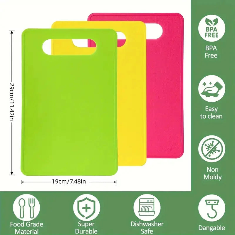 3PCS Plastic Cutting Boards BPA-Free Non-Slip Secondary image