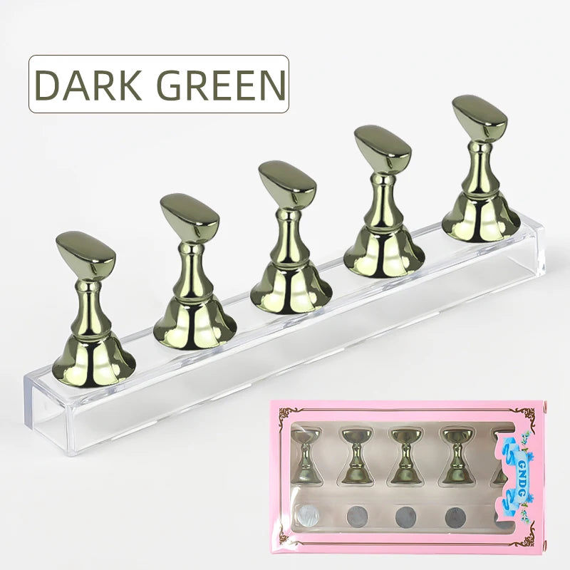 5Pcs Nail Tip Holder Magnetic Crystal Base Nail Art Practice Stand