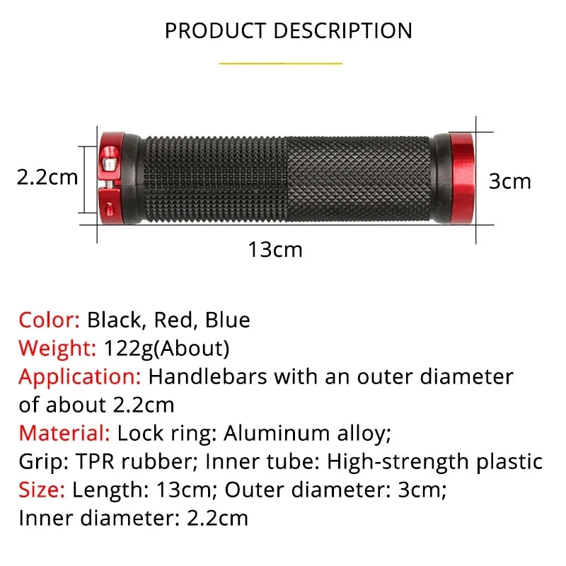 MTB Bicycle Handlebar Grips Anti-Slip Alloy Lock Rubber Bike Grips